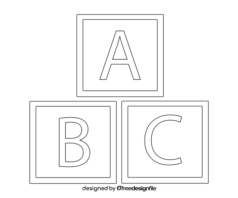 Alphabet cubes black and white clipart