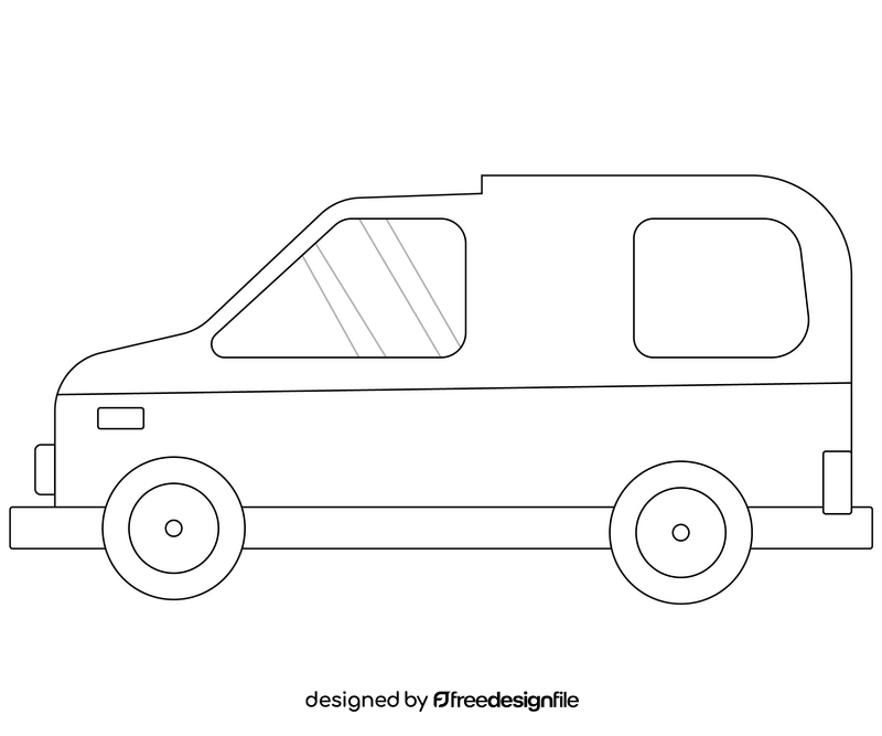 Compact truck black and white clipart