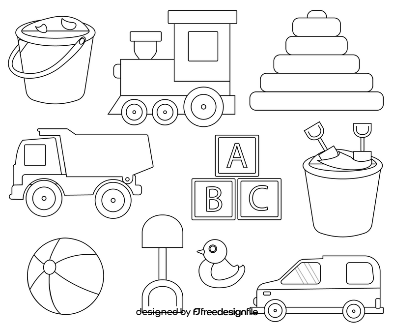 Kids toys black and white vector