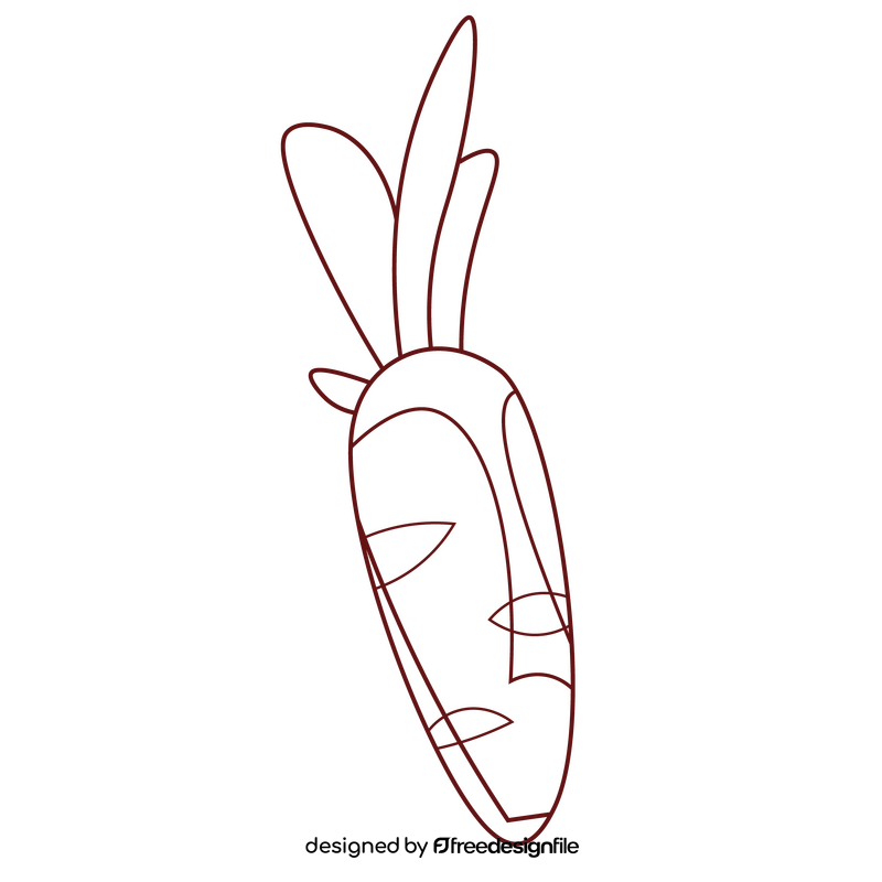 Rabbit carrot black and white clipart