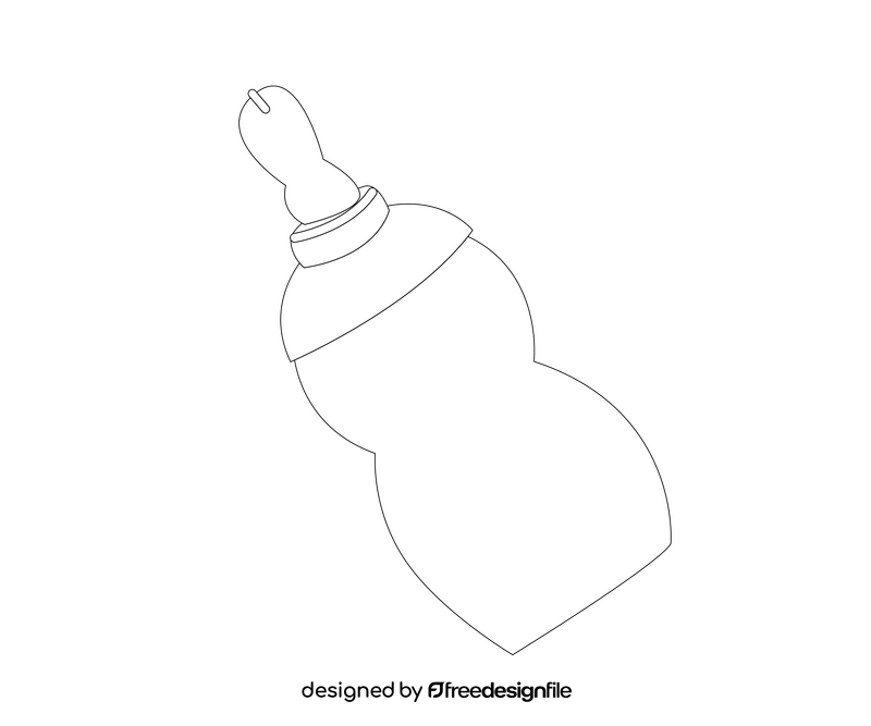 Baby bottle illustration black and white clipart