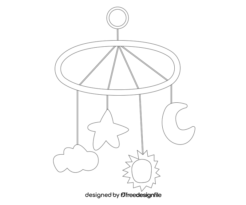 Baby bed hanging toys black and white clipart
