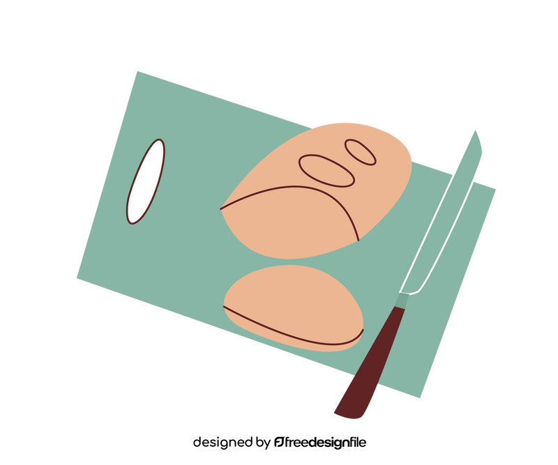 Slices of bread on cutting board clipart