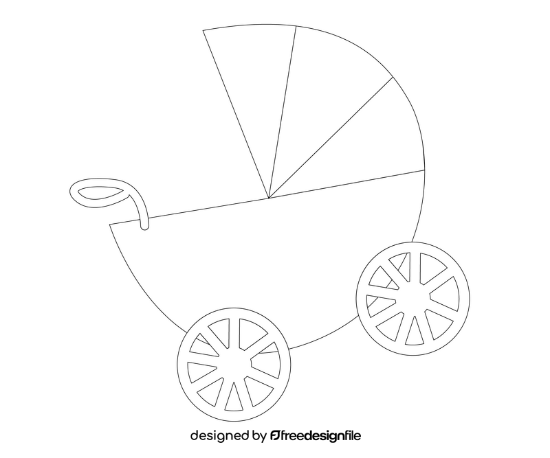 Baby stroller black and white clipart