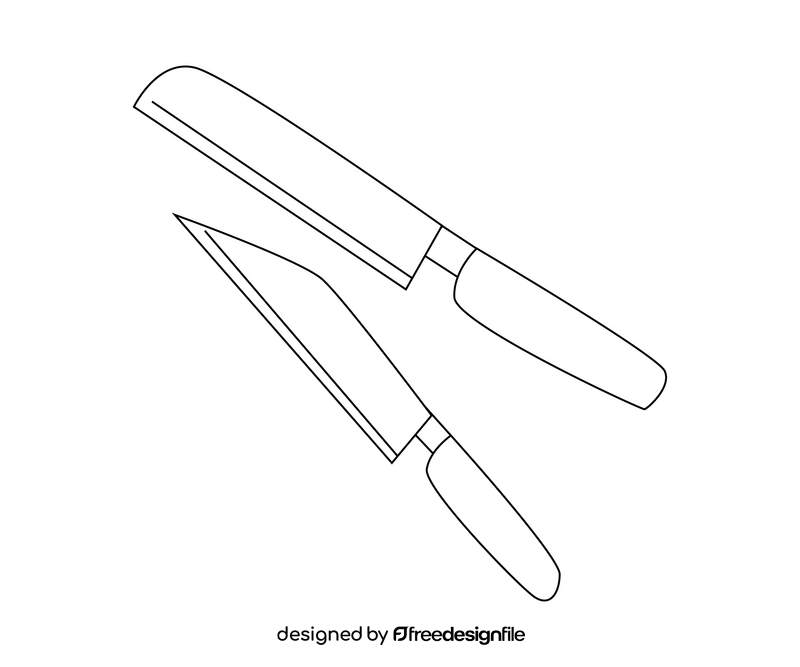 Kitchen knives drawing black and white clipart