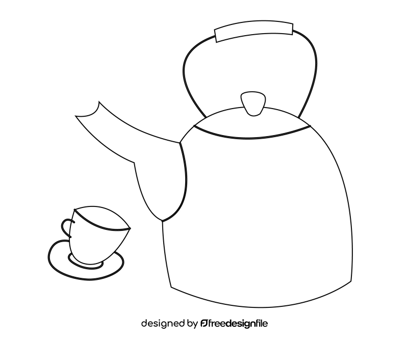 Free teapot and cup black and white clipart