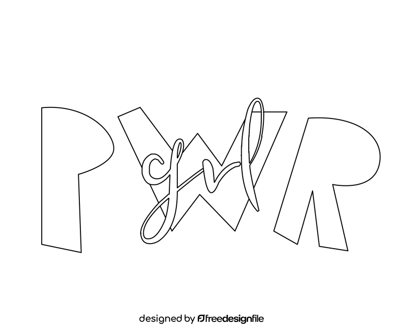 GRL PWR, Girl Power black and white clipart