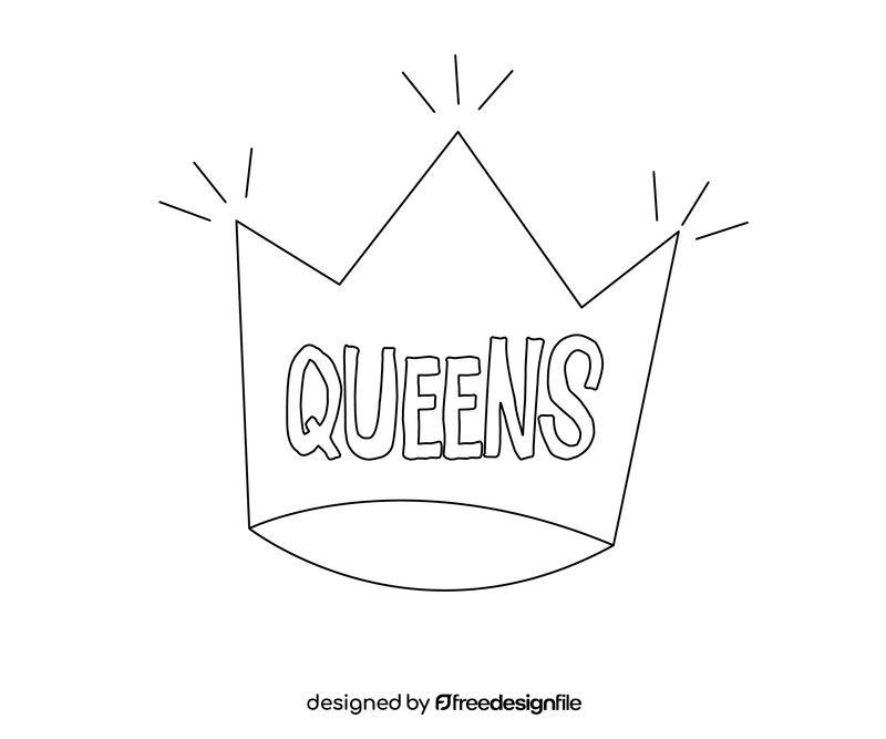 Cartoon queen crown black and white clipart