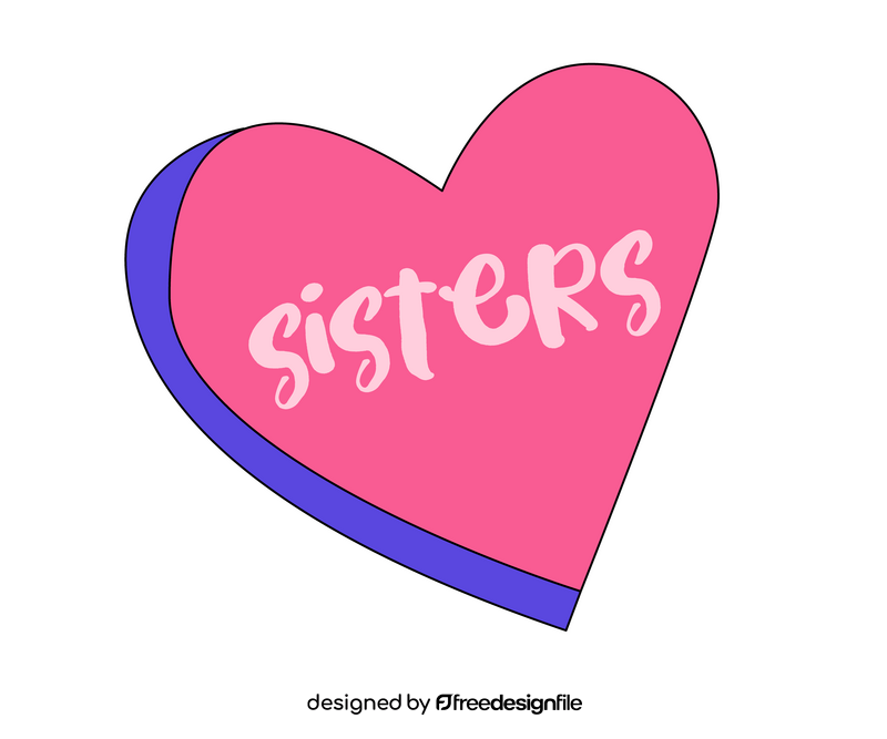 Sisters pink heart clipart