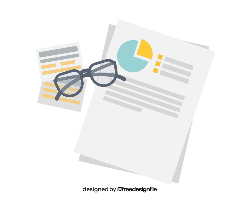 Documents and glasses clipart