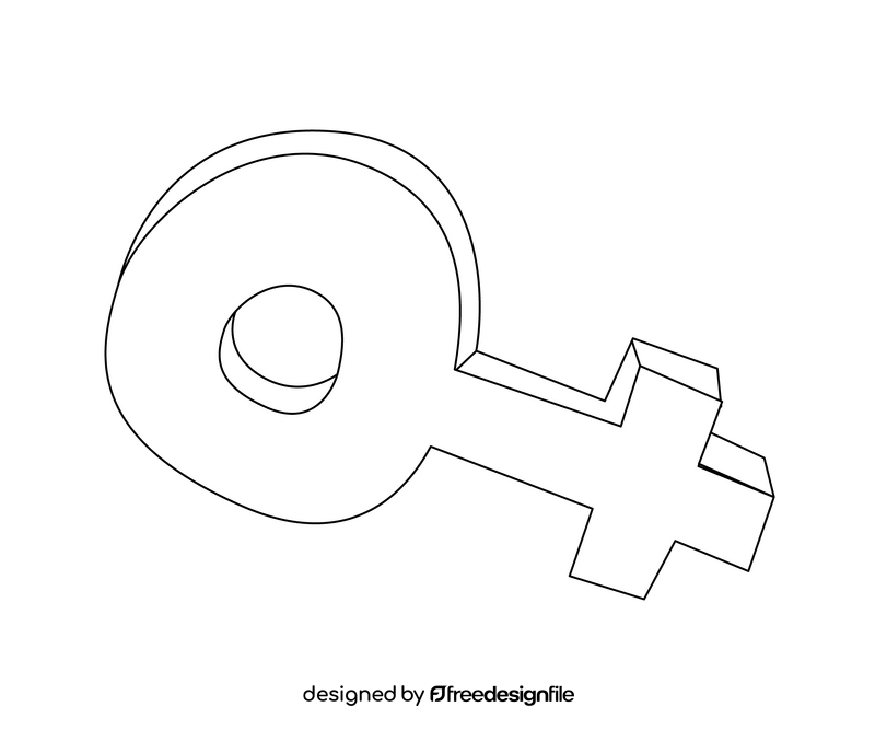 Female gender symbol illustration black and white clipart