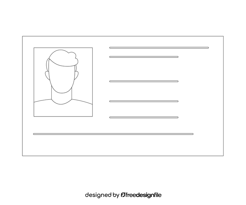 Cartoon ID card black and white clipart