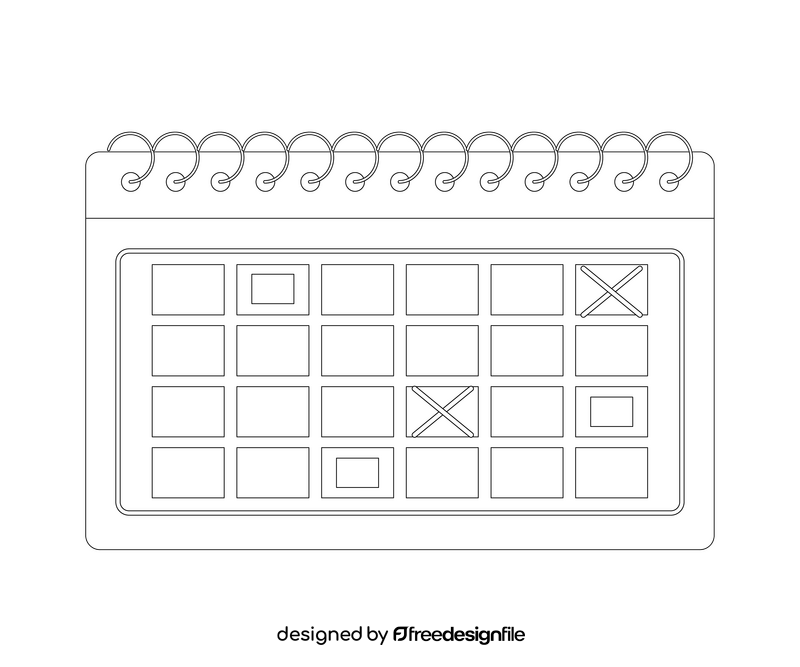 Calendar free black and white clipart