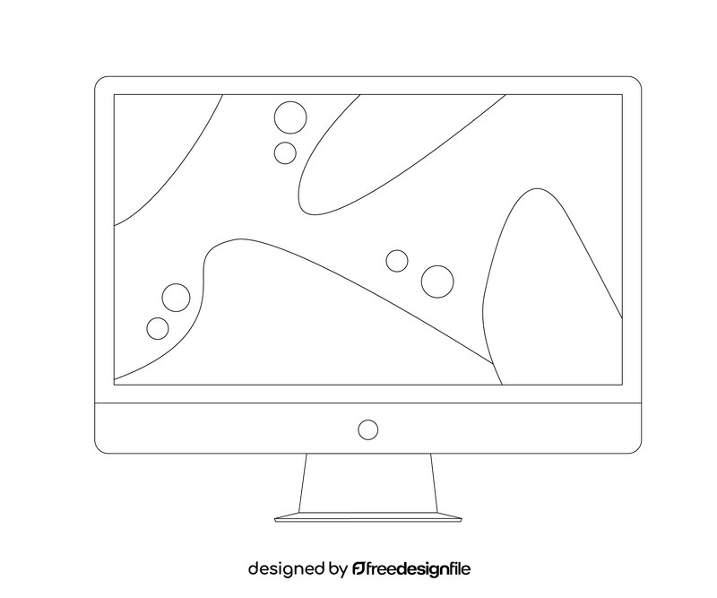 Computer monitor drawing black and white clipart