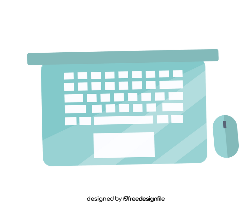 Cartoon laptop with mouse, notebook computer clipart