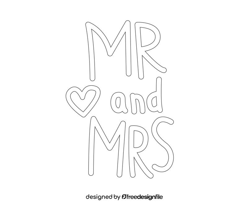 Mr and Mrs black and white clipart