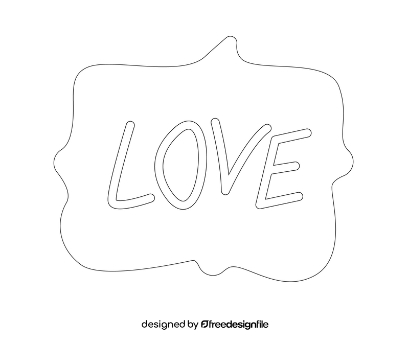 Love black and white clipart