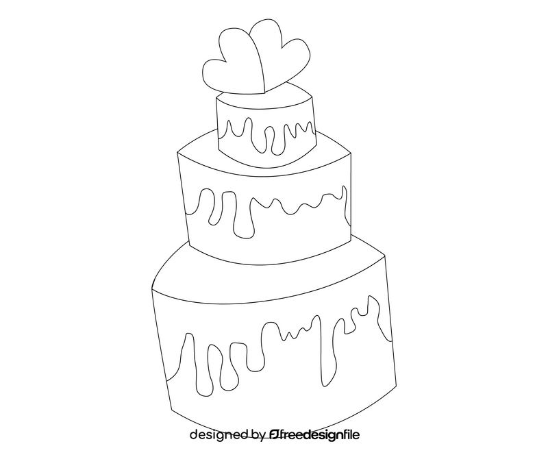 Wedding cake illustration black and white clipart