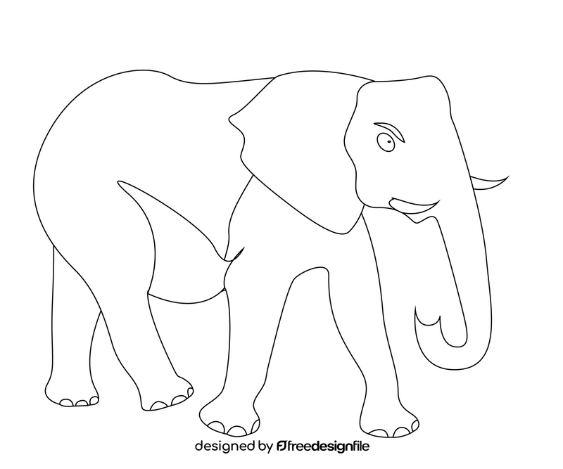 Elephant drawing black and white clipart