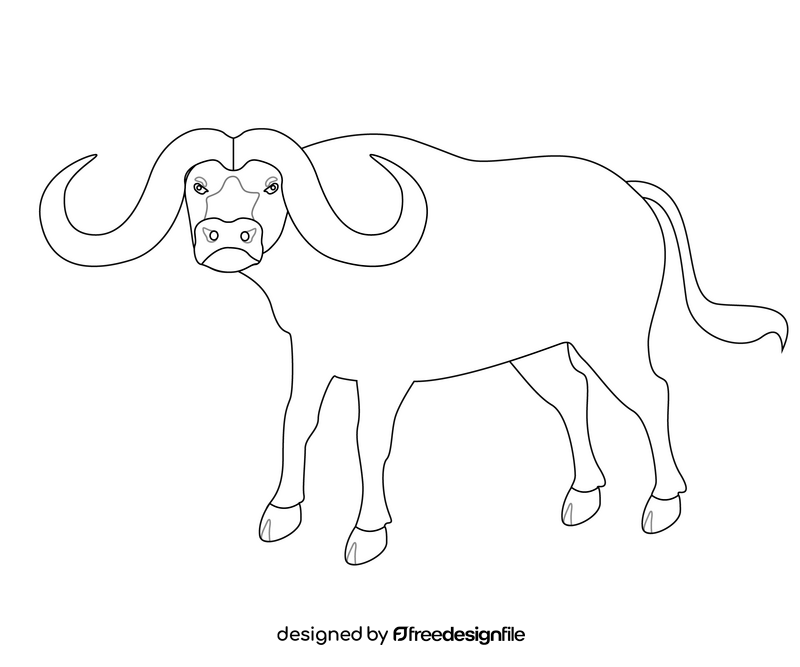 Cartoon buffalo black and white clipart