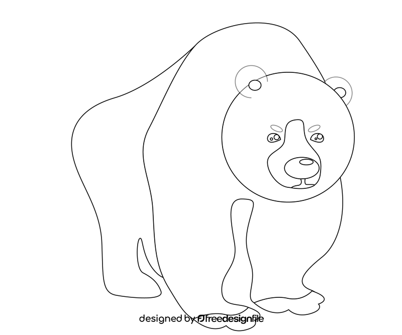Bear illustration black and white clipart