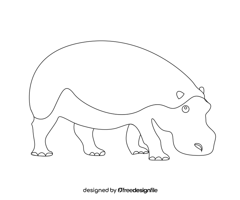 Hippopotamus black and white clipart