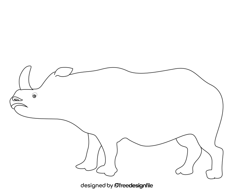 Rhinoceros black and white clipart