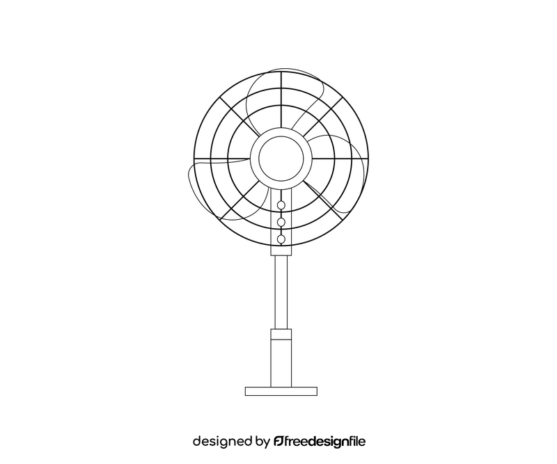 Household electric floor fan black and white clipart