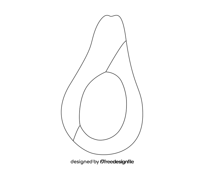 Avocado cut in half black and white clipart