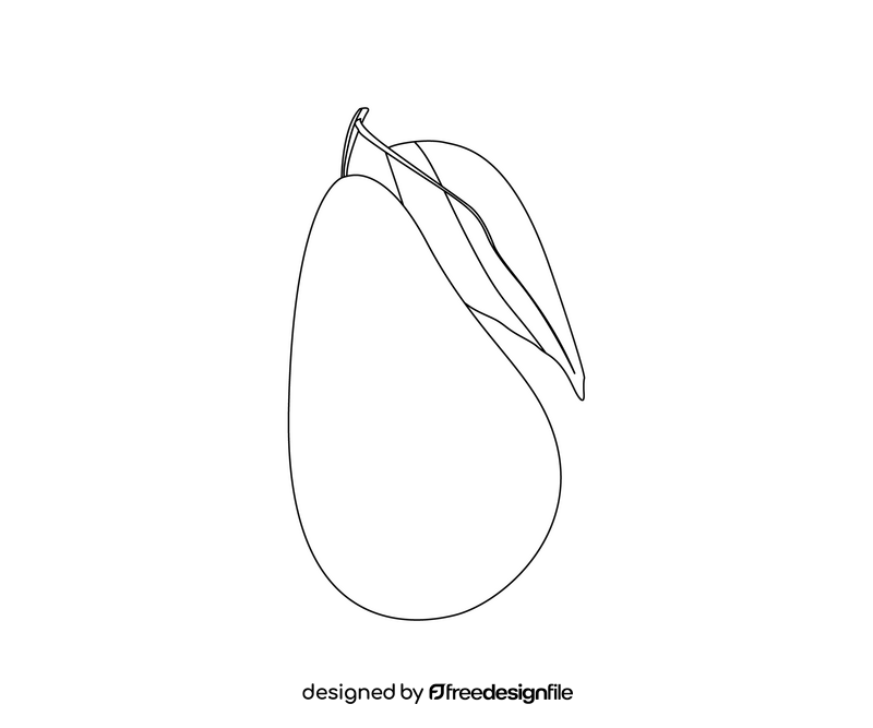 Avocado illustration black and white clipart