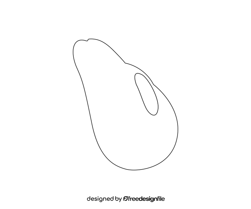 Cartoon cut in half avocado black and white clipart