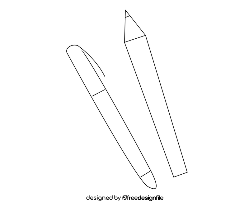 Pen and pencil black and white clipart