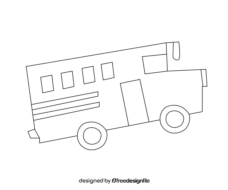 Cartoon school bus black and white clipart