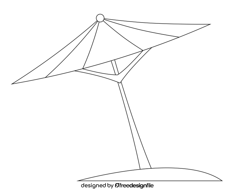 Free beach umbrella black and white clipart