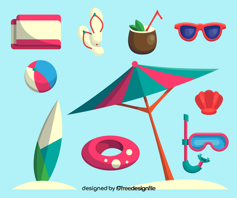 Summer, beach elements vector