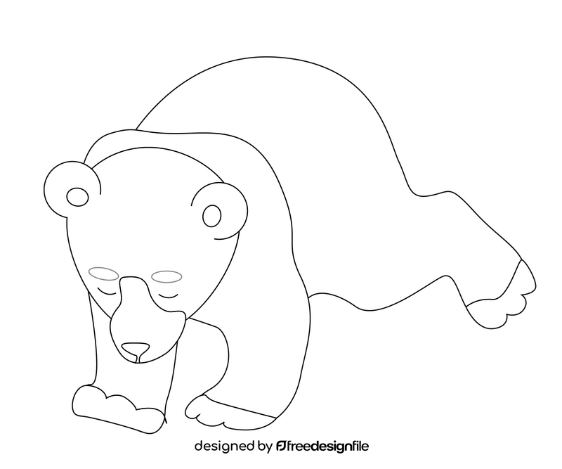 Leaping bear free black and white clipart