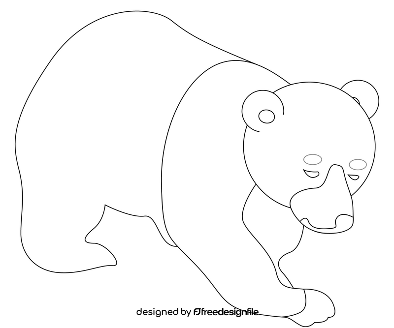 Walking bear illustration black and white clipart