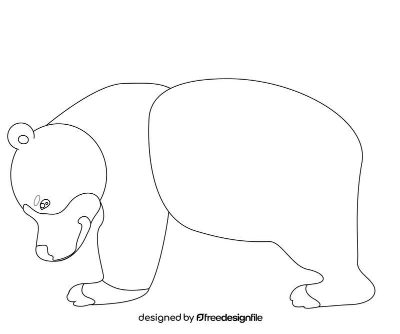 Cartoon bear black and white clipart