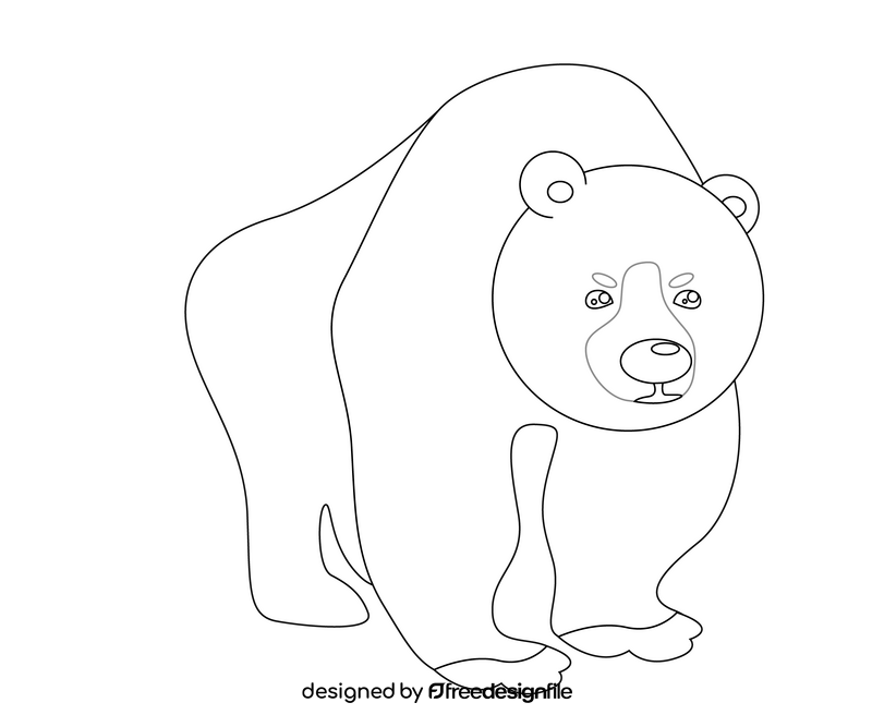 Bear black and white clipart