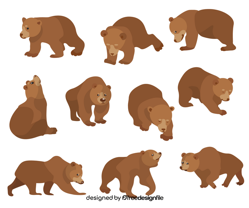 Cute brown bears vector