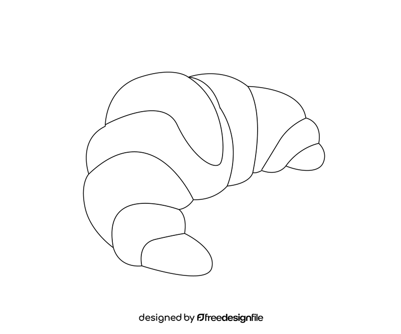 French croissant for breakfast black and white clipart