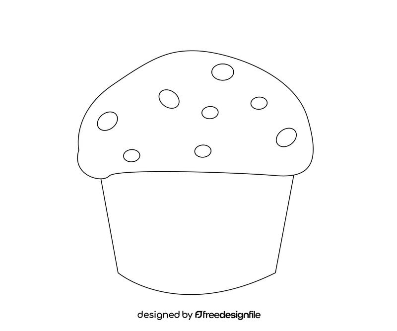 Cartoon muffin black and white clipart
