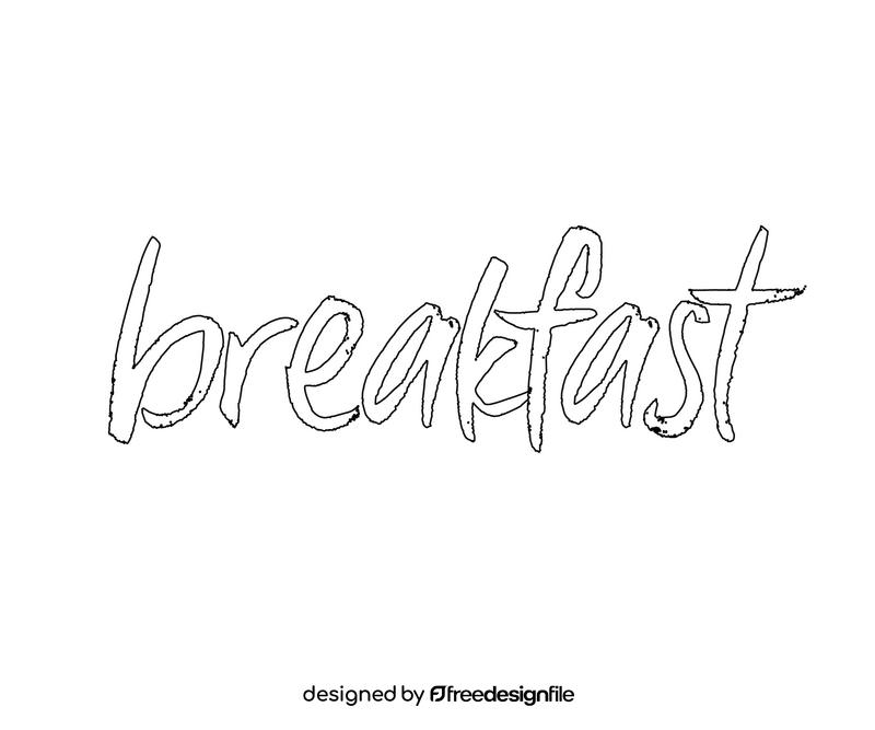 Breakfast text black and white clipart