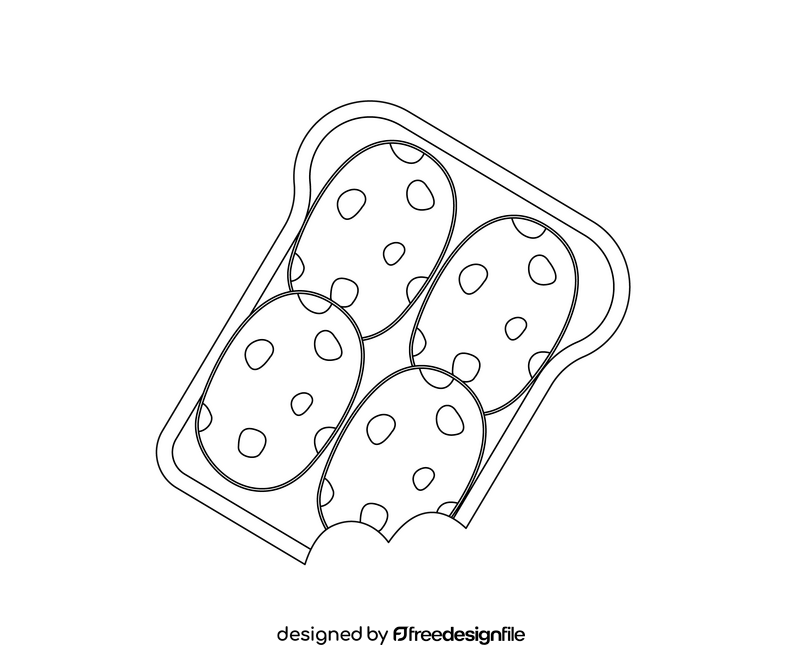 Cartoon sandwich for breakfast black and white clipart