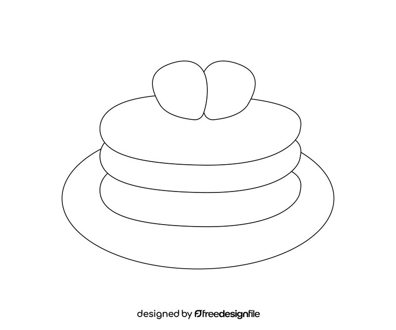 Breakfast pancakes black and white clipart