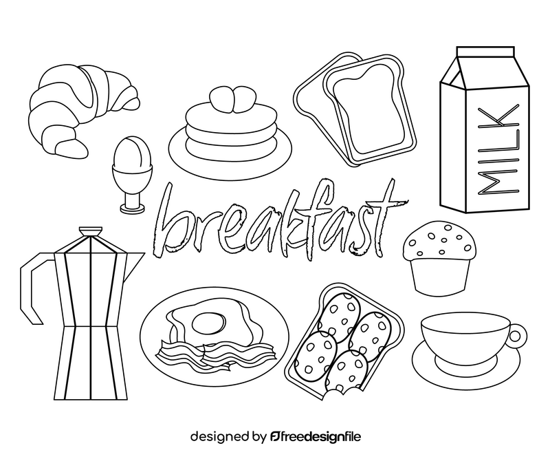 Healthy breakfast black and white vector