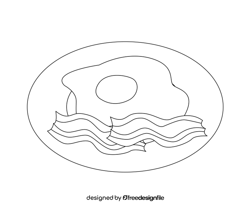 Omelette healthy breakfast black and white clipart