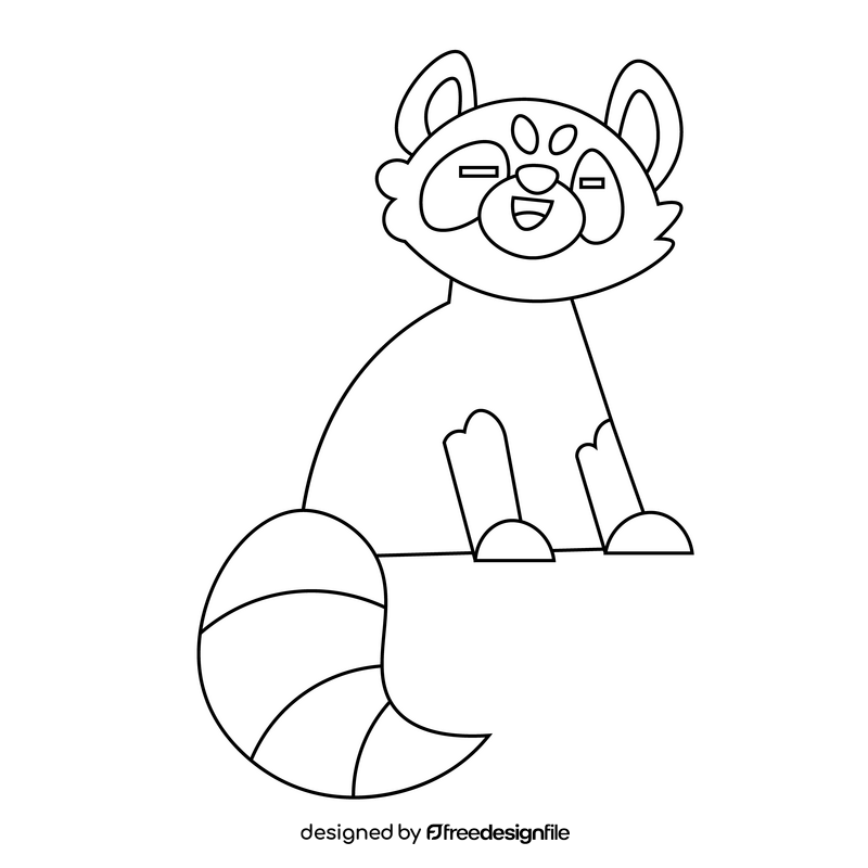 Red panda smile black and white clipart