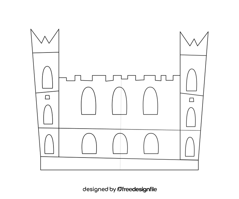 Cartoon Canadian castle black and white clipart