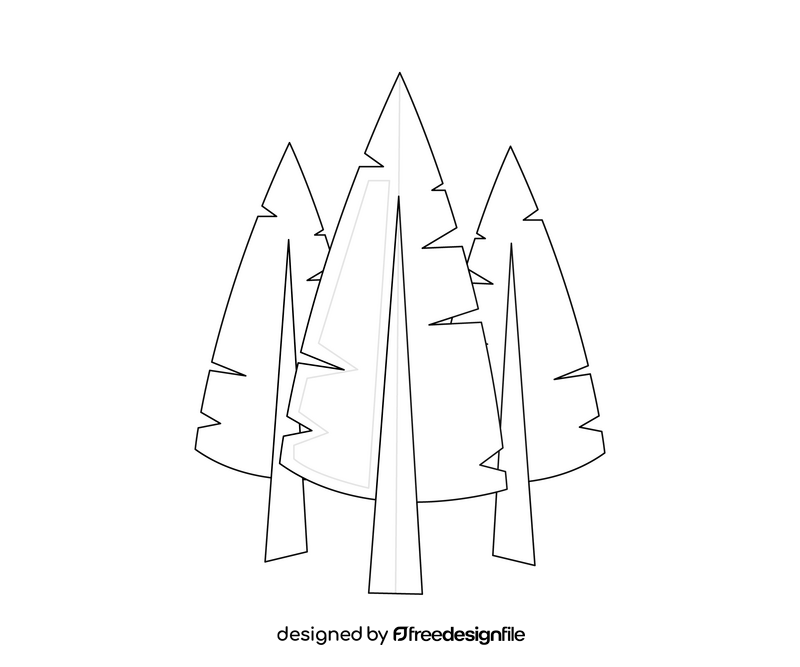 Cartoon spruce tree black and white clipart
